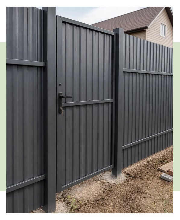 Забор из профнастила с калиткой для участка в Печоре